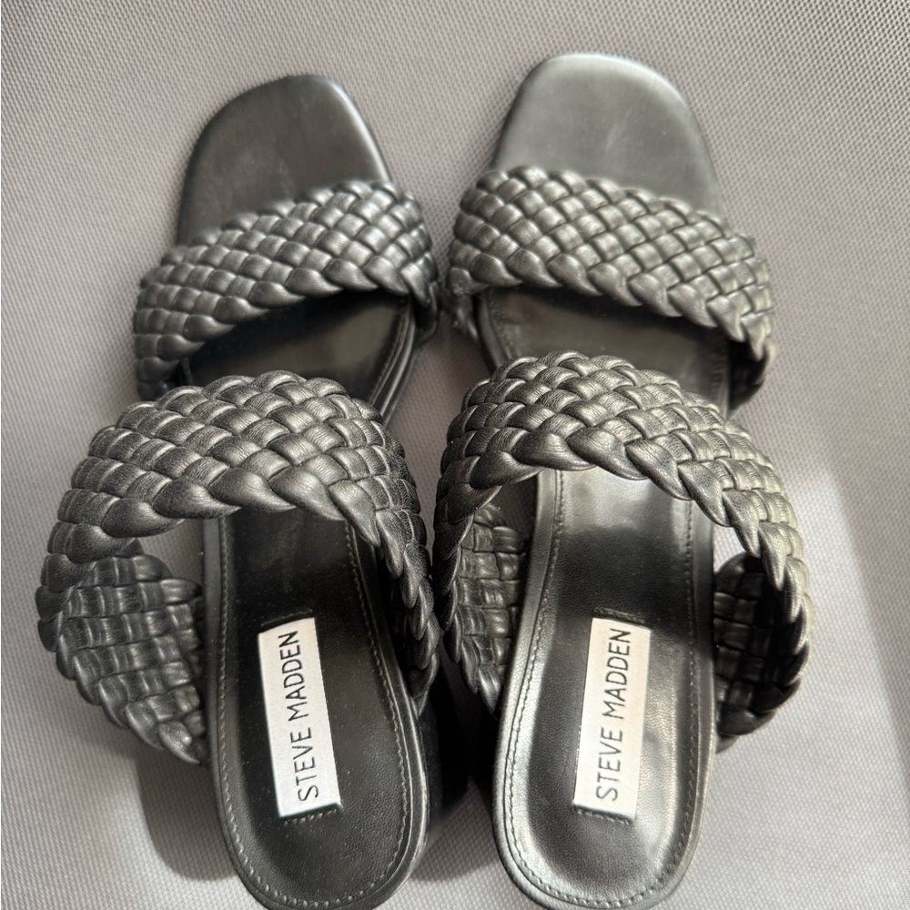 Steve Madden Women's Black Braided Sandals — Size 10